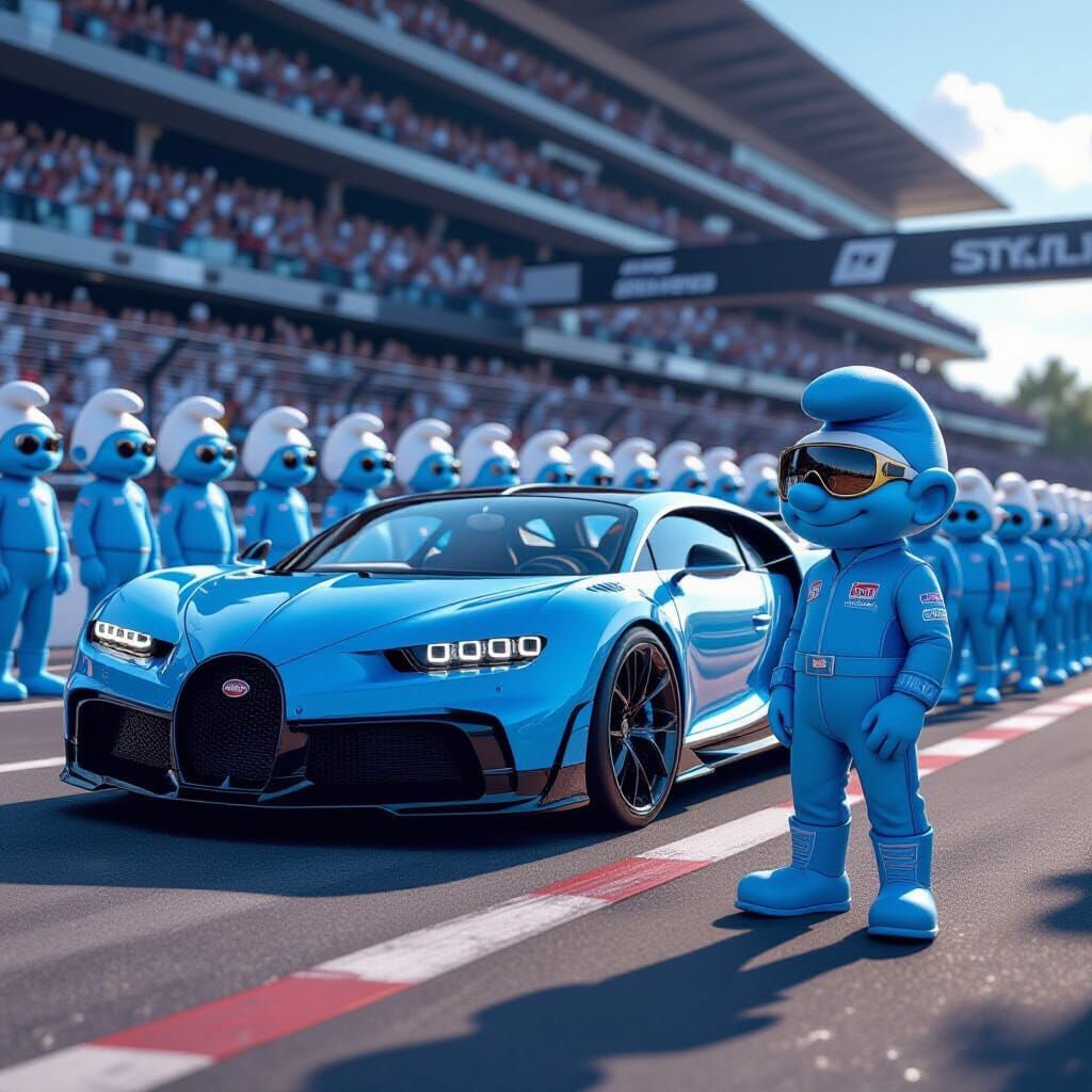 Bugatti and Smurfs in Vivid Concept Art
