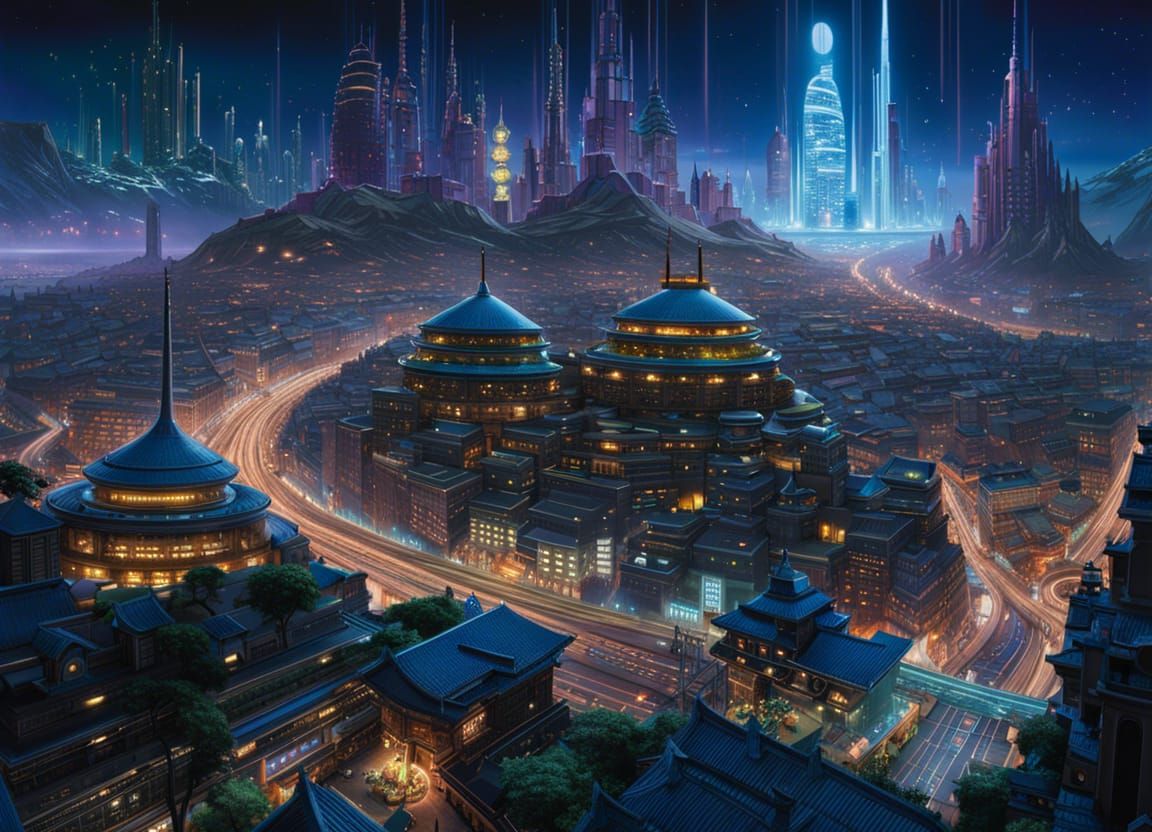 Sci-Fi City at Night: A Digital Masterpiece