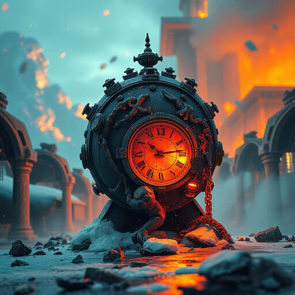 Time's Illusion: Detailed Concept Art in Bold Hues