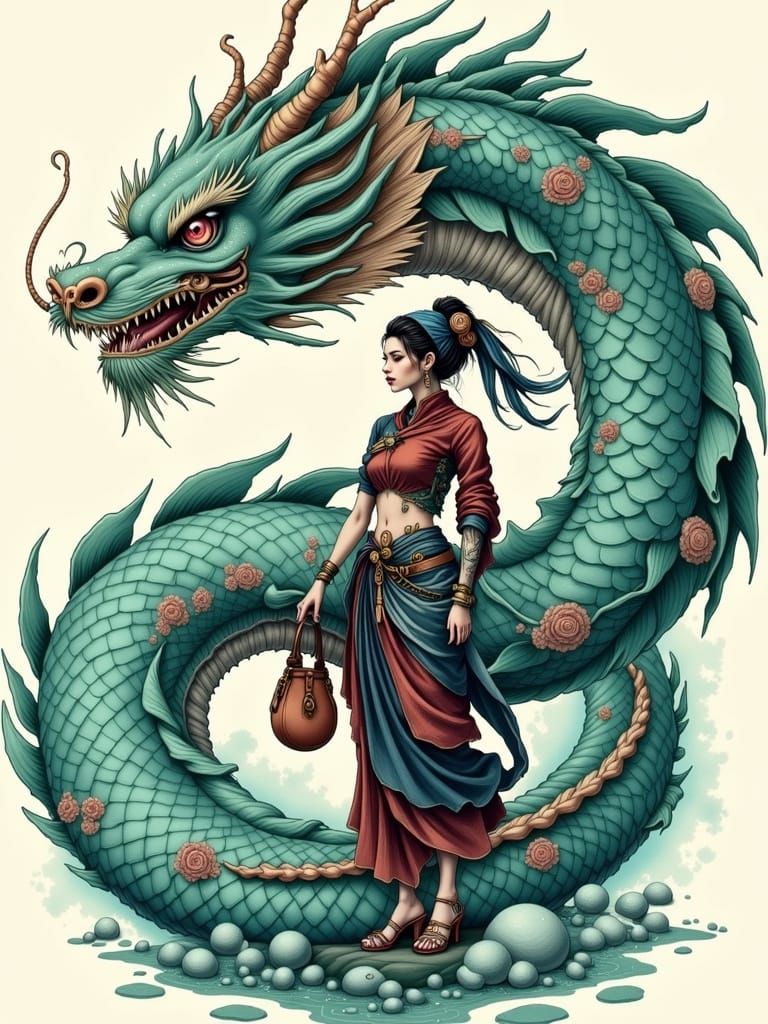 Dragon Dancer Watercolour with Limited Palette