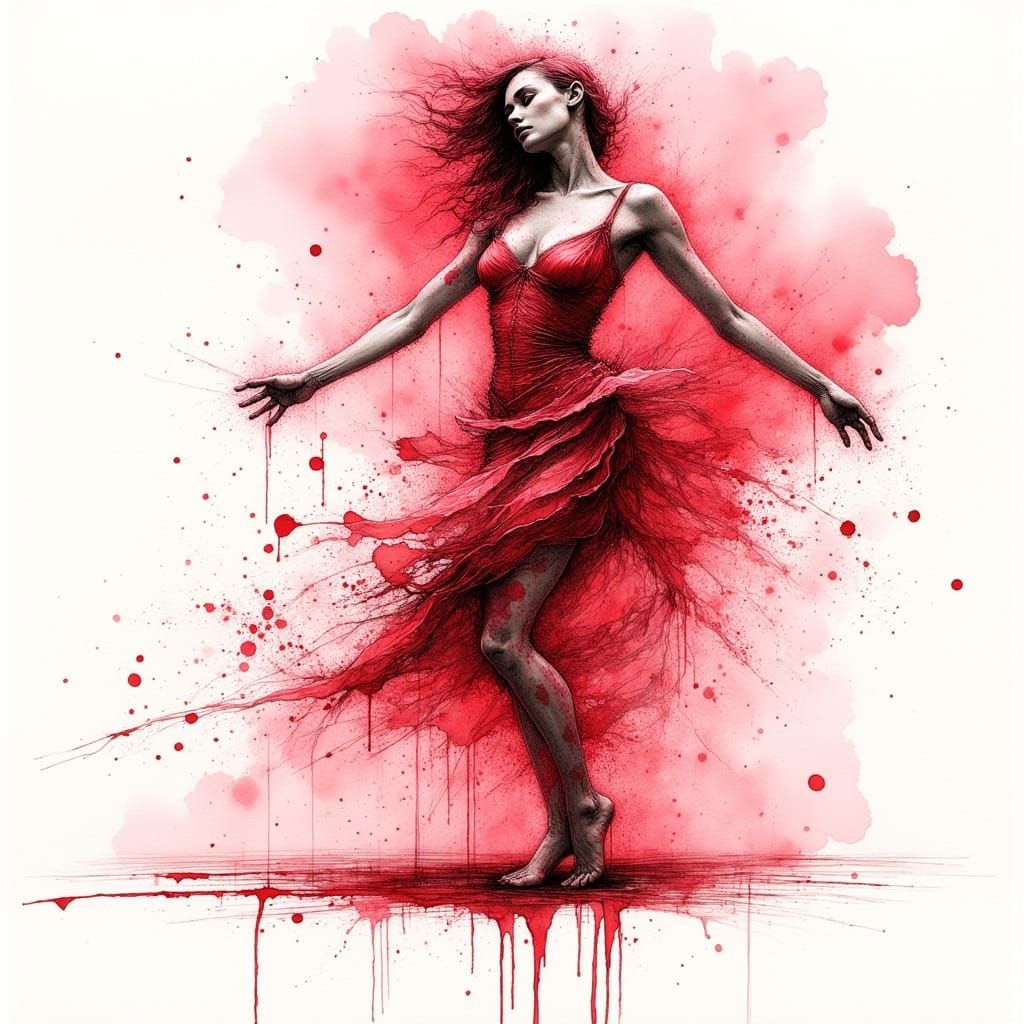 Dancer's Ecstasy in Crimson Motion