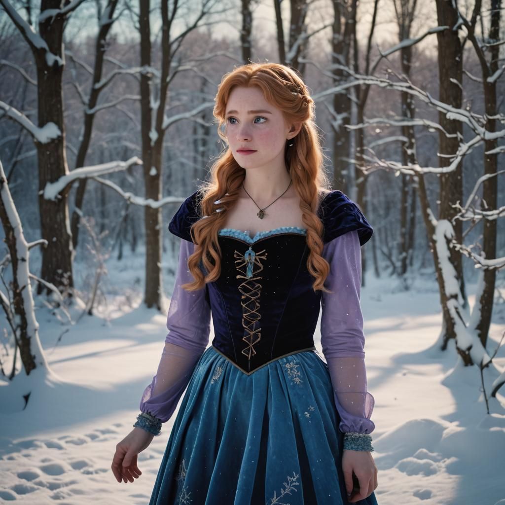 Anna from Frozen in Cinematic Film Still