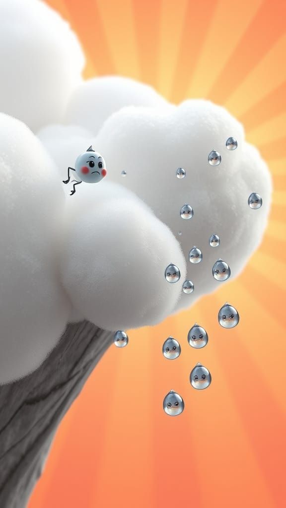 Tiny Raindrop Leaps of Faith on a Whimsical Cloud