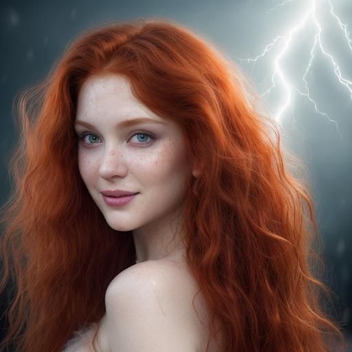 Hyperrealistic Portrait of a Red-Haired Woman