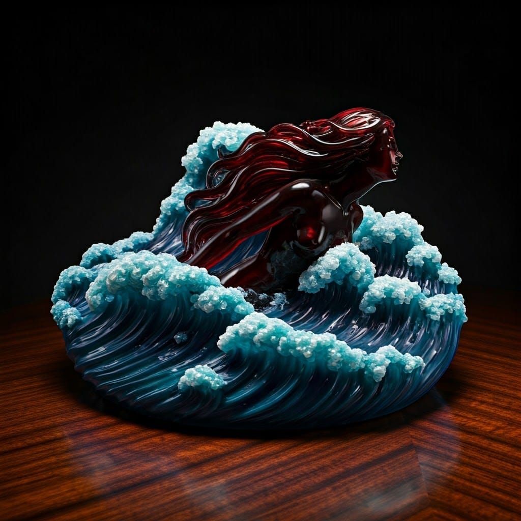 Enameled Glass Sculpture: Maiden of the Turquoise Sea