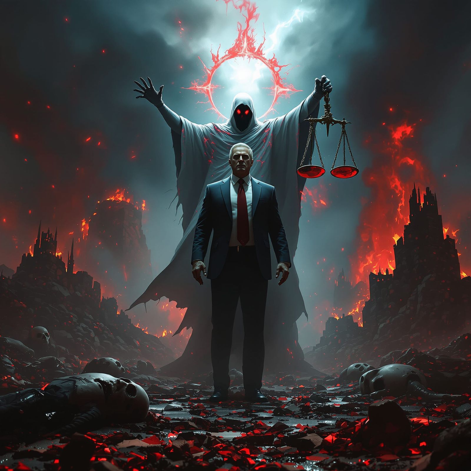 Politician Between Life and Death in Apocalyptic 3-D Extrude...