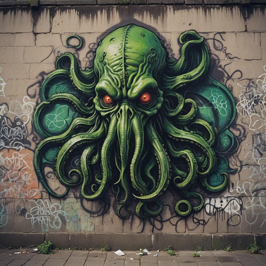 Cthulhu Graffiti Art: Cinematic Cityscape