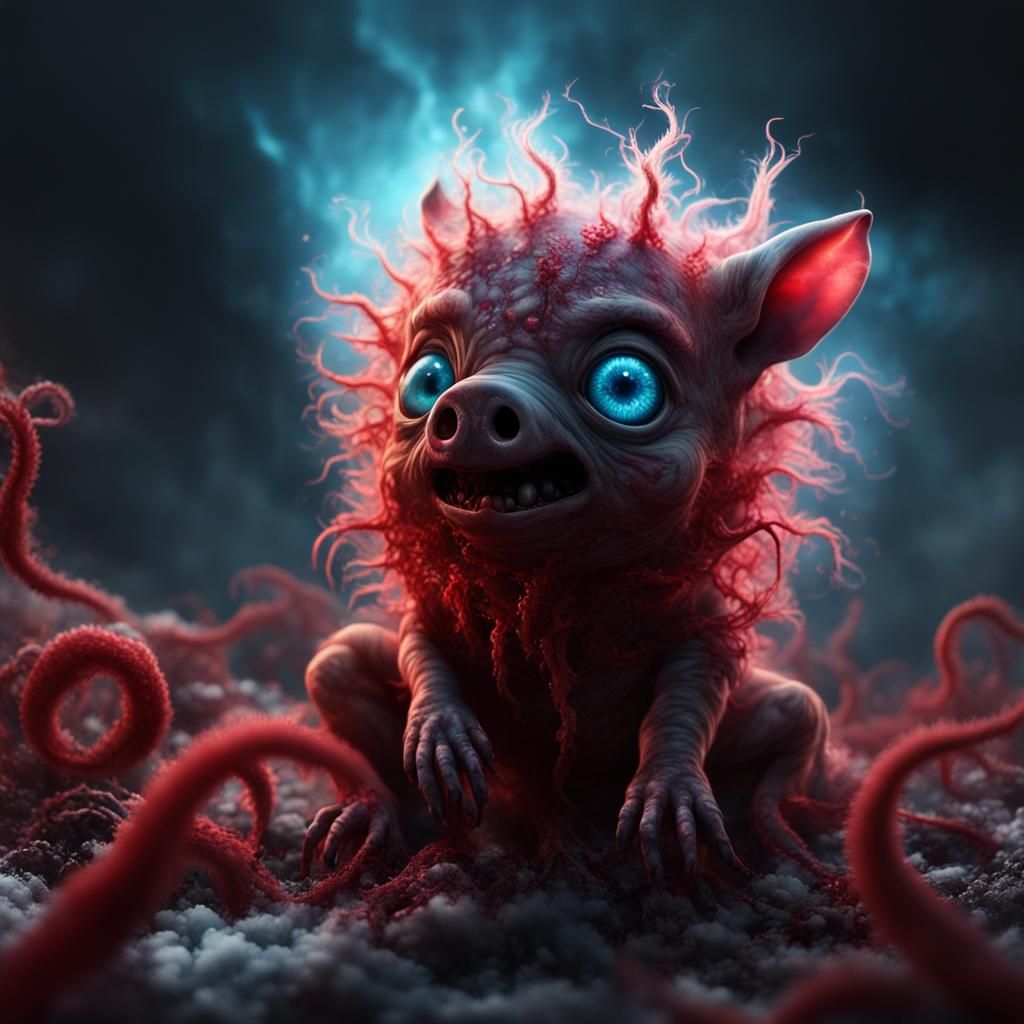 Hyper-Realistic Alien Pig Zombie with Nebula Eyes