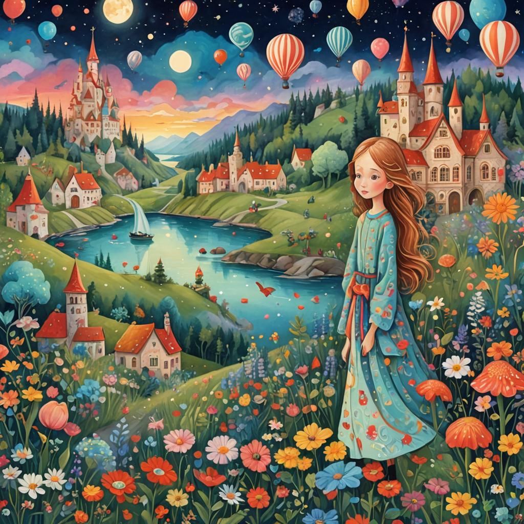 Enchanting Fairytale Landscape: Illustration in Magic Realis...