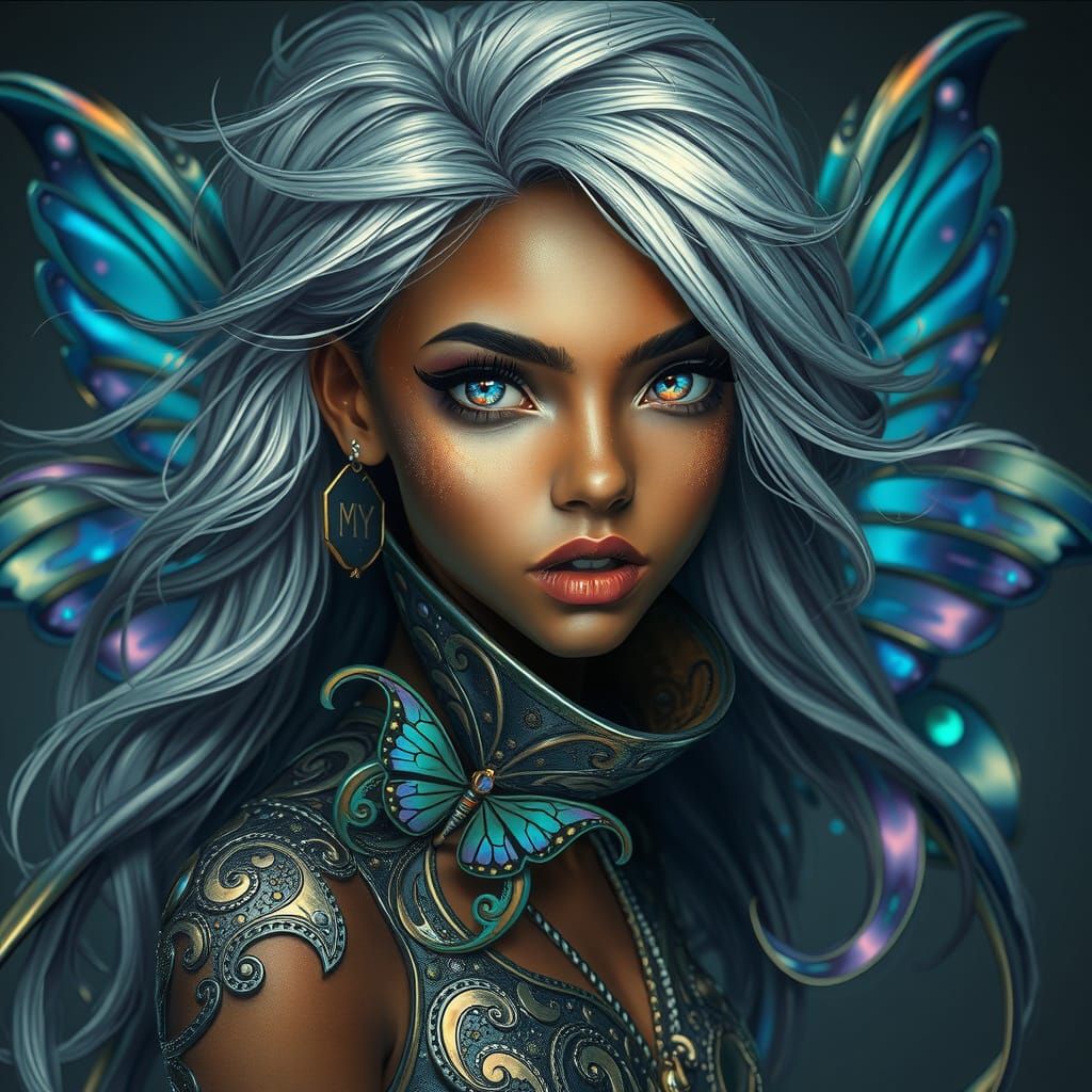 Mystical Fae with Flowing Silver Hair