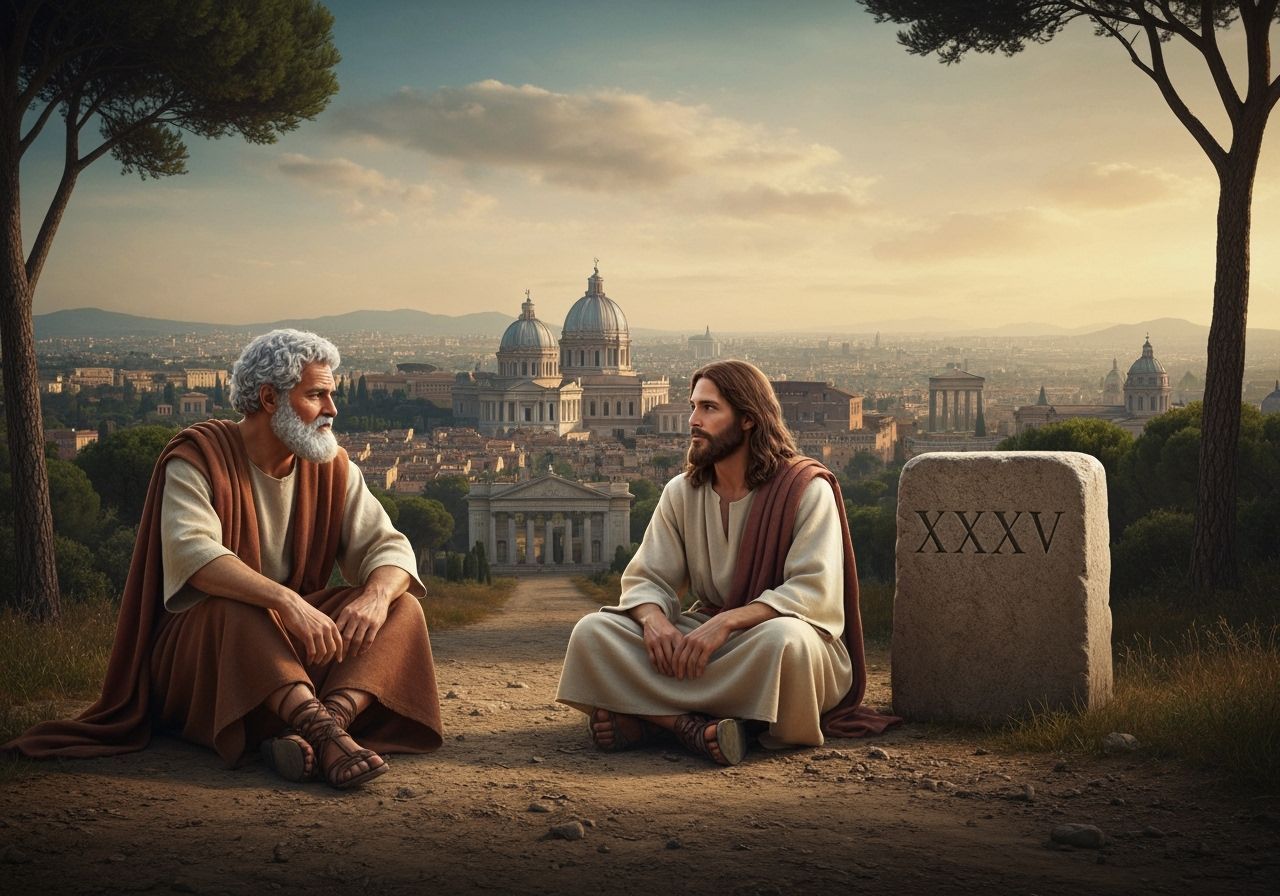 Jesus and Peter Converse on Ancient Road to Rome