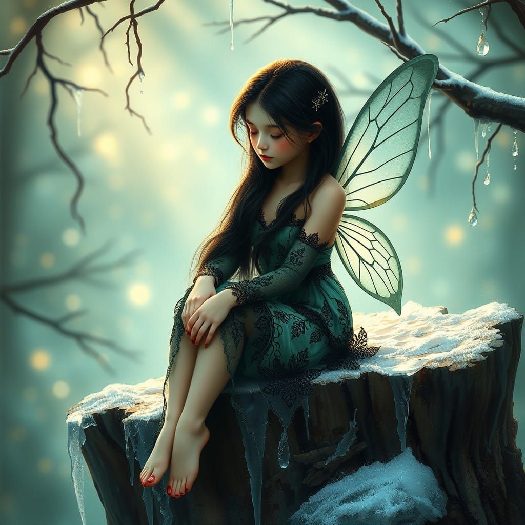 Serene Fairy Girl in Winter Wonderland