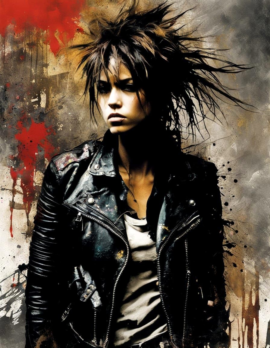 Grunge Portrait of a Rebel Girl