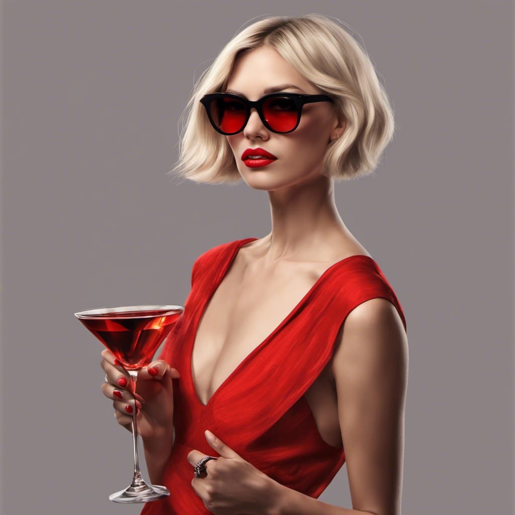 Blonde Spy in Red Dress: A Hyperrealistic Masterpiece