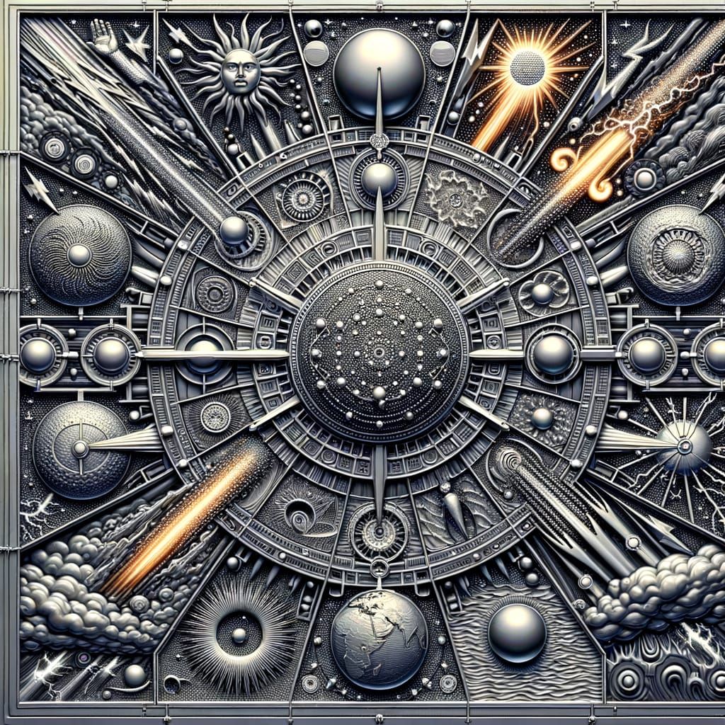 Celestial Events in Metal Relief Panel