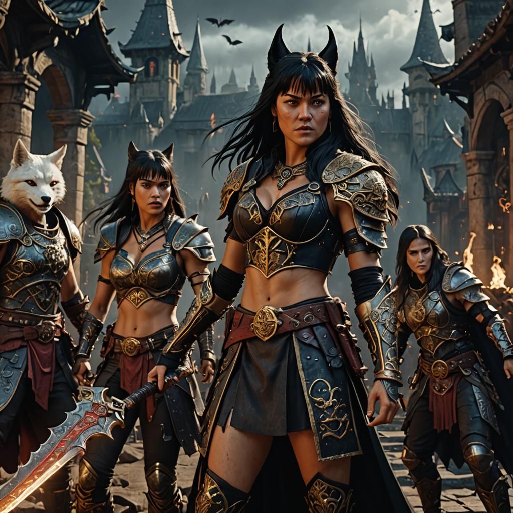 Kitsune Warrior and Xena vs Vampires: Fantasy Art