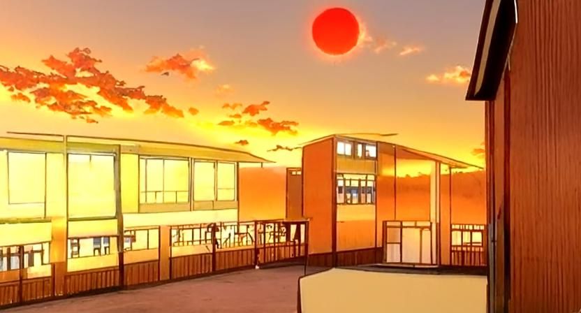 Anime School Rooftop Sunset in Japan
