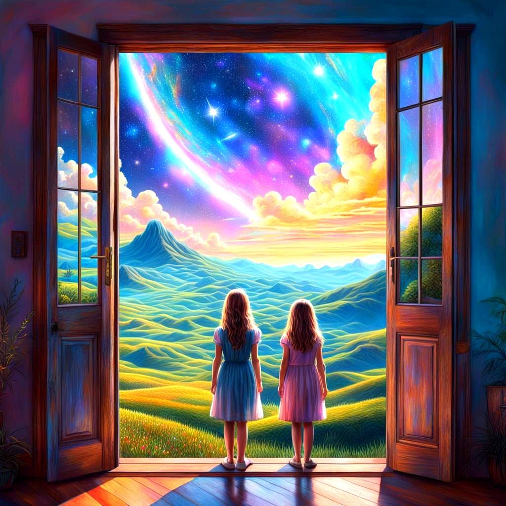 Heavenly Fields Seen Through a Doorway in Cosmic Illustratio...