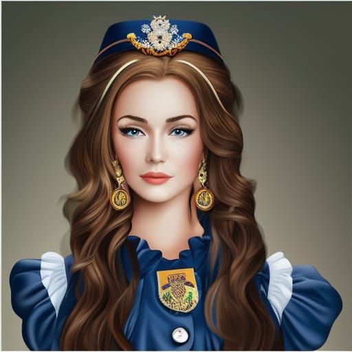 Hyperdetailed Anime Portrait of German Woman