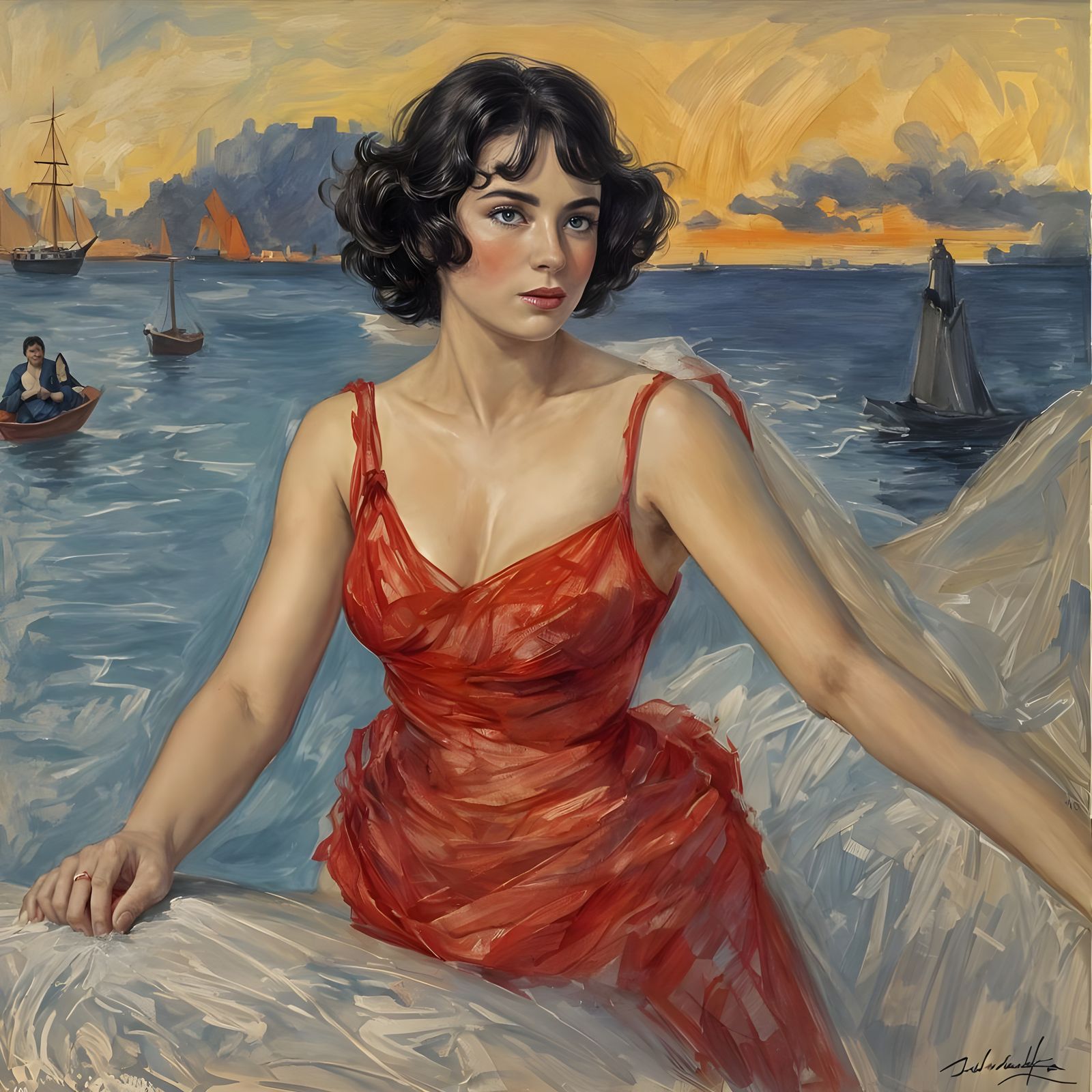 Glamorous Argentine Woman in Red Bikini