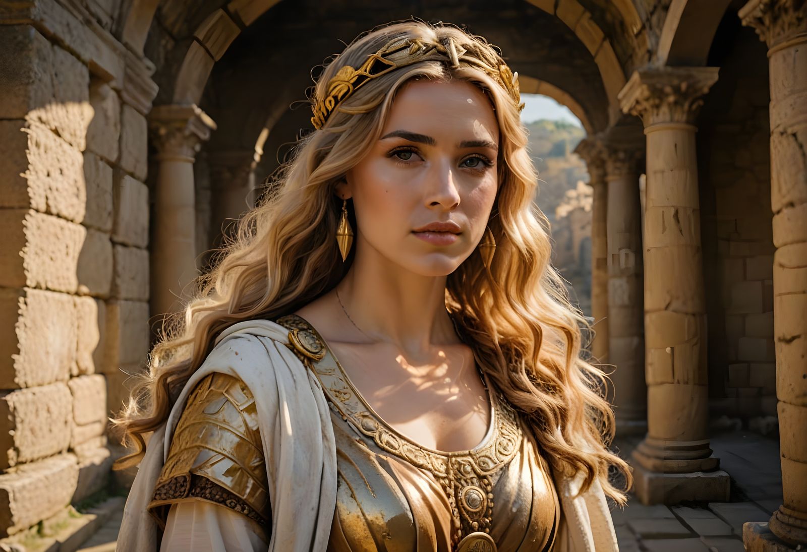 Roman Goddess in Ancient Ruins