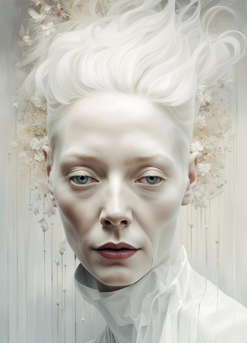 Ethereal Ghost Portrait in White Ambiance