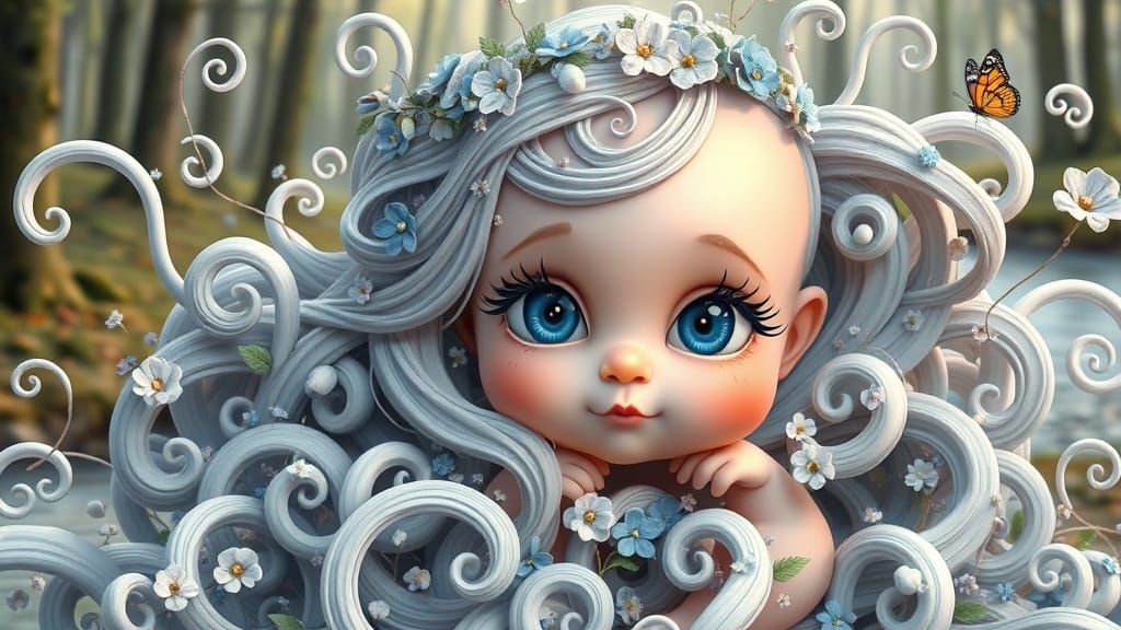 Whimsical Baby in Dreamy Forest Scene