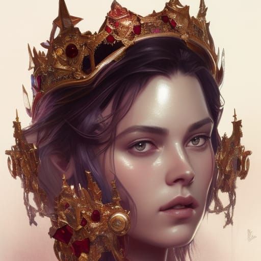 Silver and Ruby Star Crown Portrait