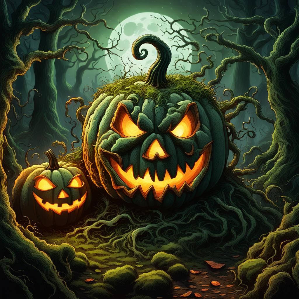 Gothic Horror Jack-o'-Lantern Illustration