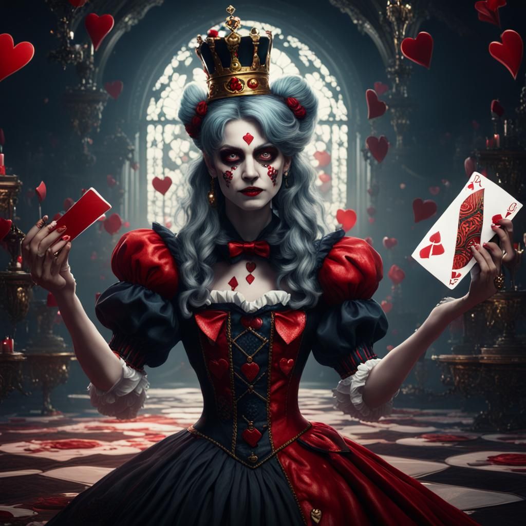 Dark Alice with Queen's Head: Fantasy Art