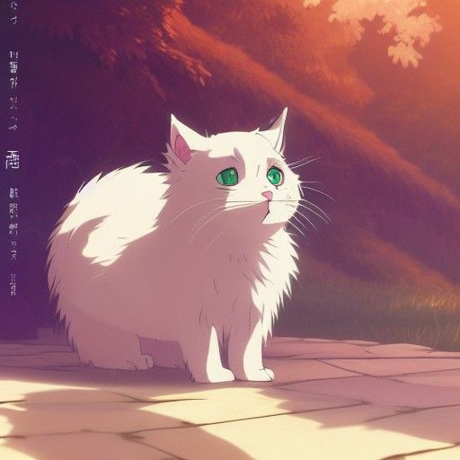 Fluffy Cat in Studio Ghibli Anime Style