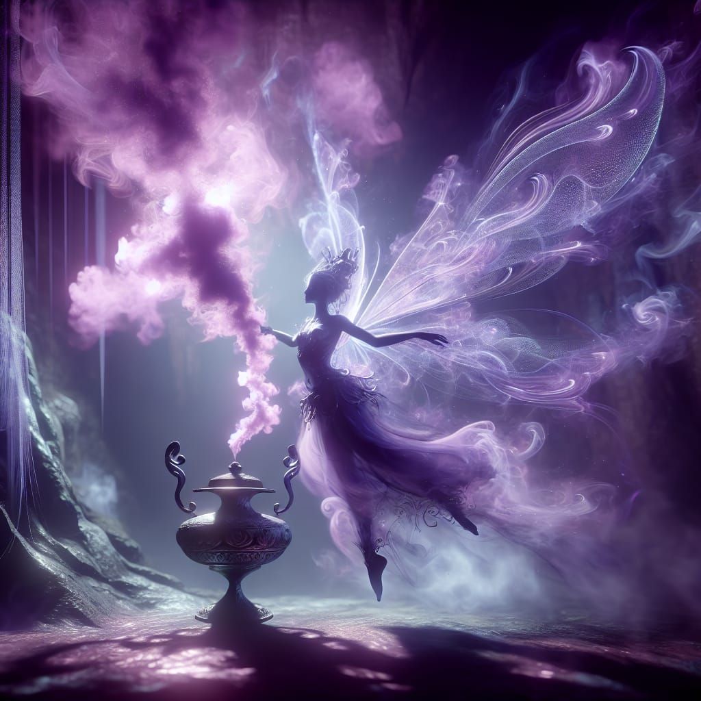 Ethereal Fairy Dances in Shadowy Cave
