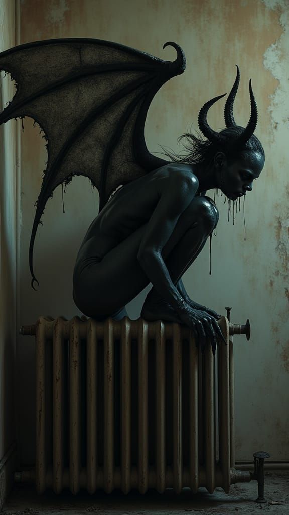 Demonic Female Figure Emerging from Shadows