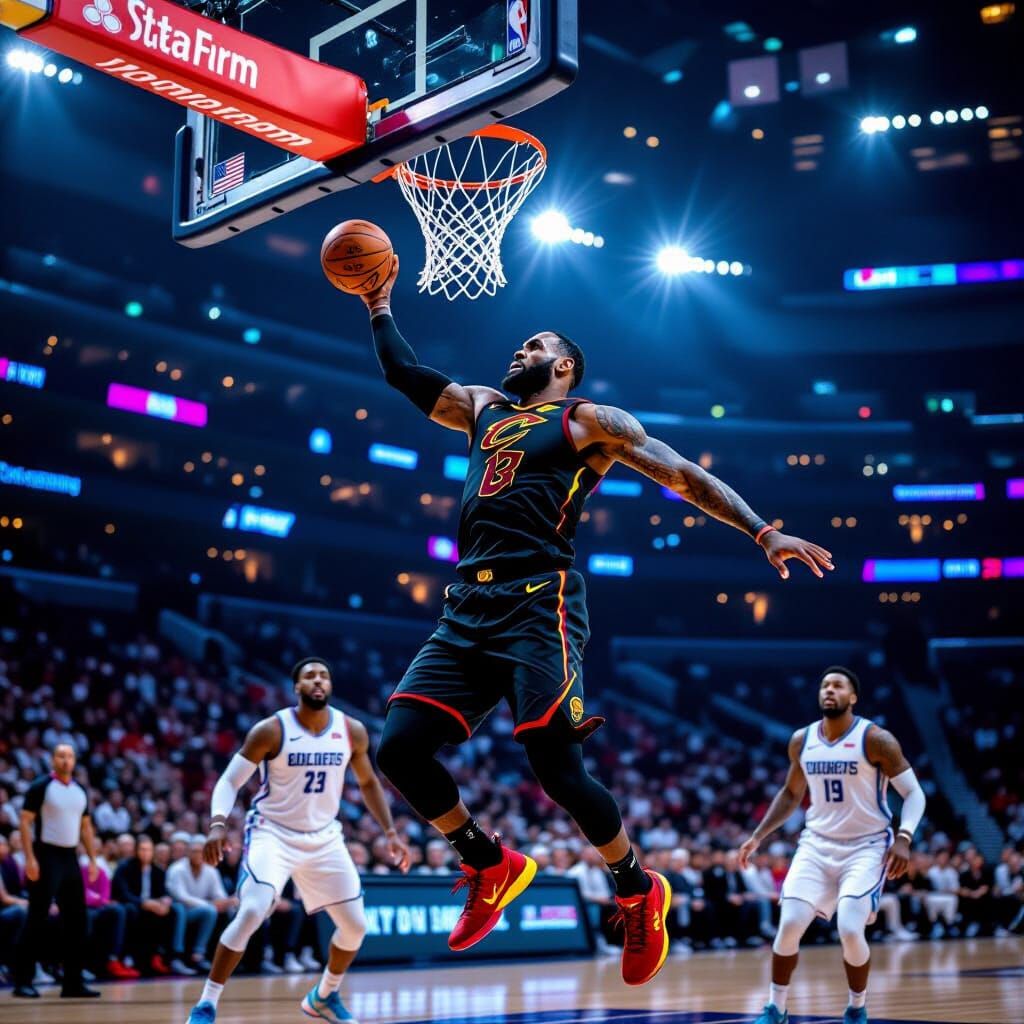 LeBron James Dominates Dunk Over Rival in Action Shot