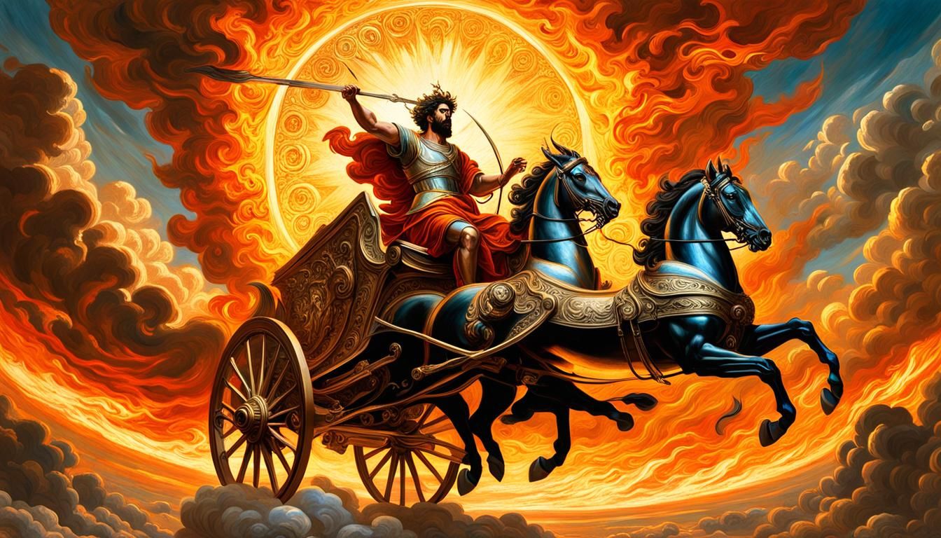 Helios's Fiery Chariot: A Caravaggio-Inspired Vision
