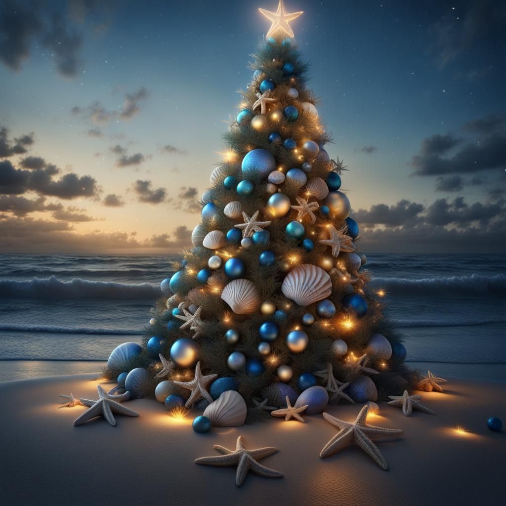Beach Christmas Tree with Sea Ornaments