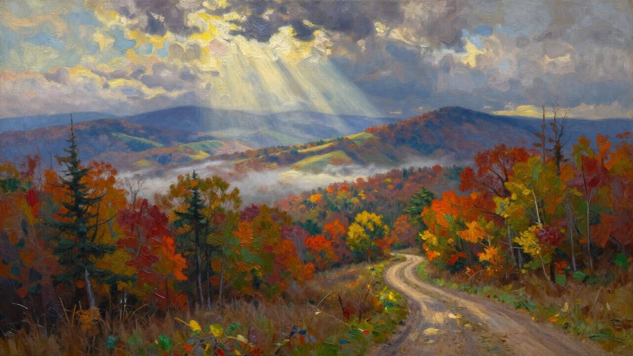 Breathtaking Shenandoah Autumn Landscape Oil Painting