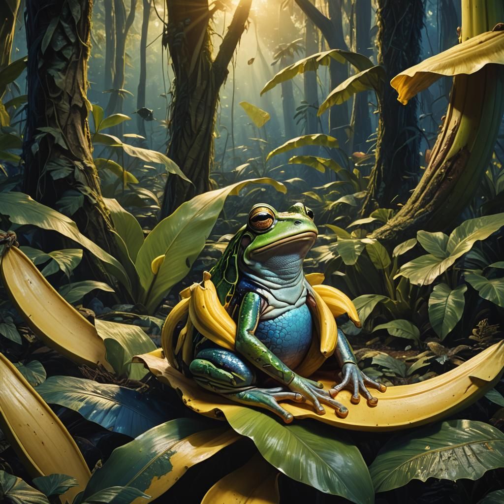 Frog in Banana Peel: Fantasy Concept Art