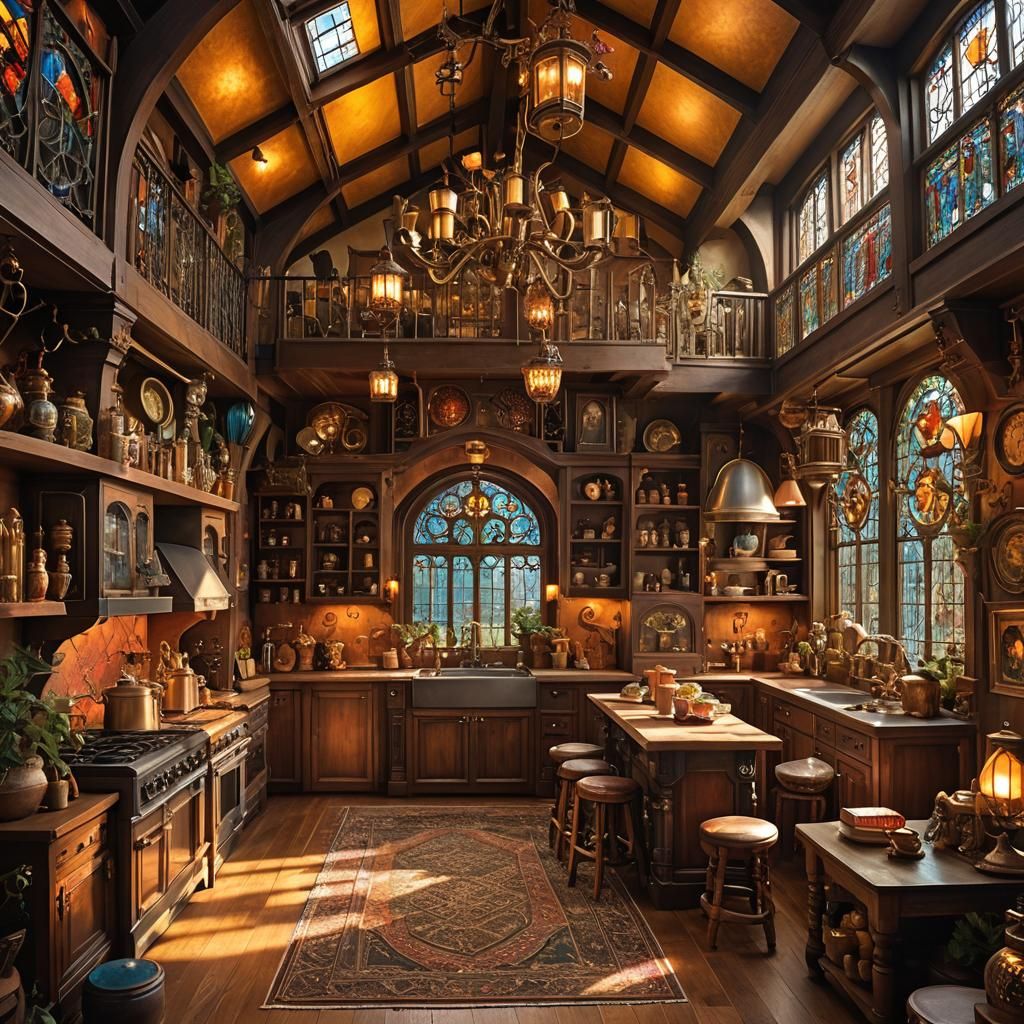 Fantasy Home Interior Inspired by Anime and Steampunk