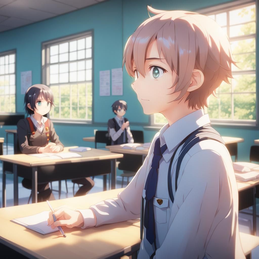 Boy's Affection: 3D Anime Classroom Scene