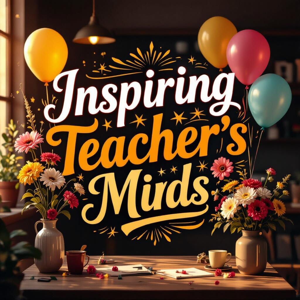 Happy Teacher's Day with Flowers and Balloons