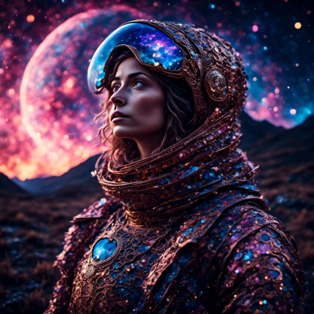 Women at NASA Computer Under Night Sky