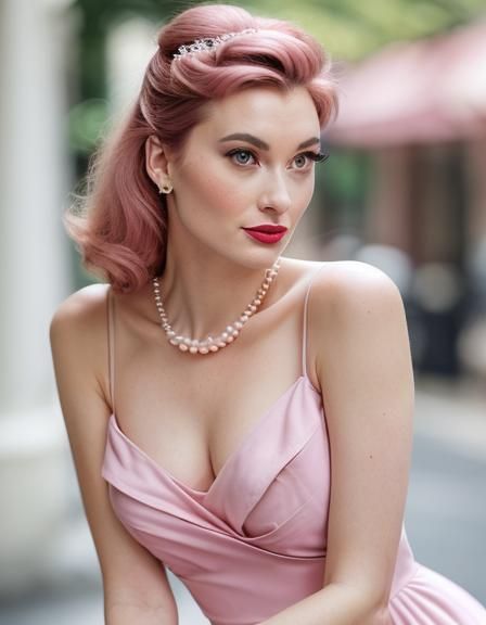 1950s Ingenue in Pink Dress, Professional Photography