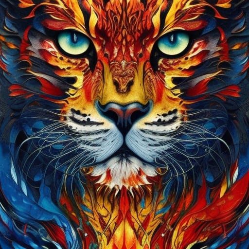 Terrifying Ghost Tiger in Liquid Watercolor Style