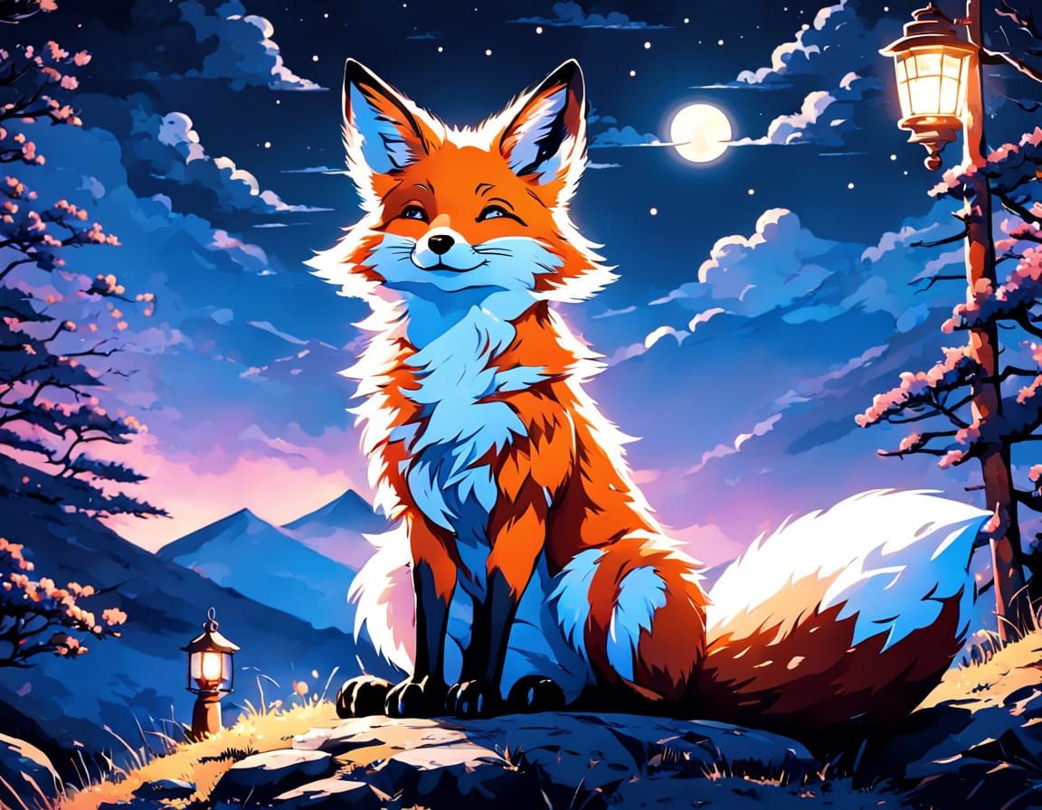 Ghibli Anime Fox Seeks Twilight Solace
