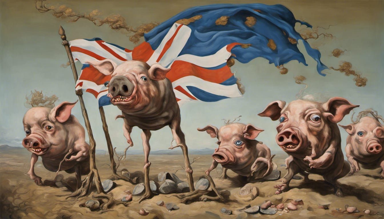 Surreal Depiction of the Irish Famine as Oil Painting