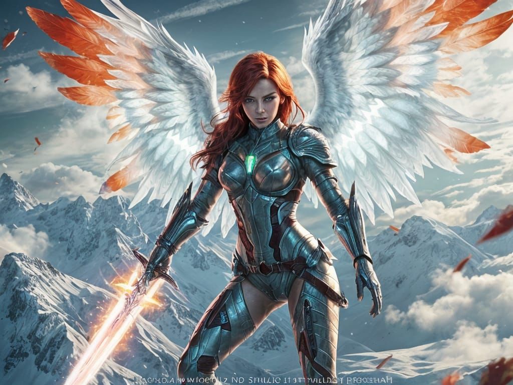 Radiant Angel Warrior with Flaming Sword