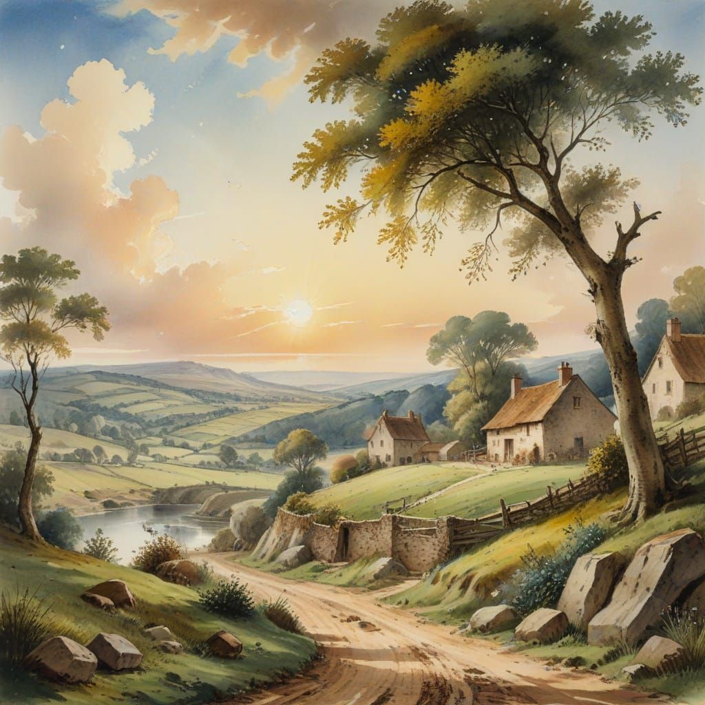 Luminous Watercolor Landscapes in a Modern Style