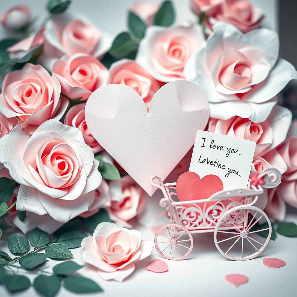 Whimsical Paper Heart in Lush Bouquet