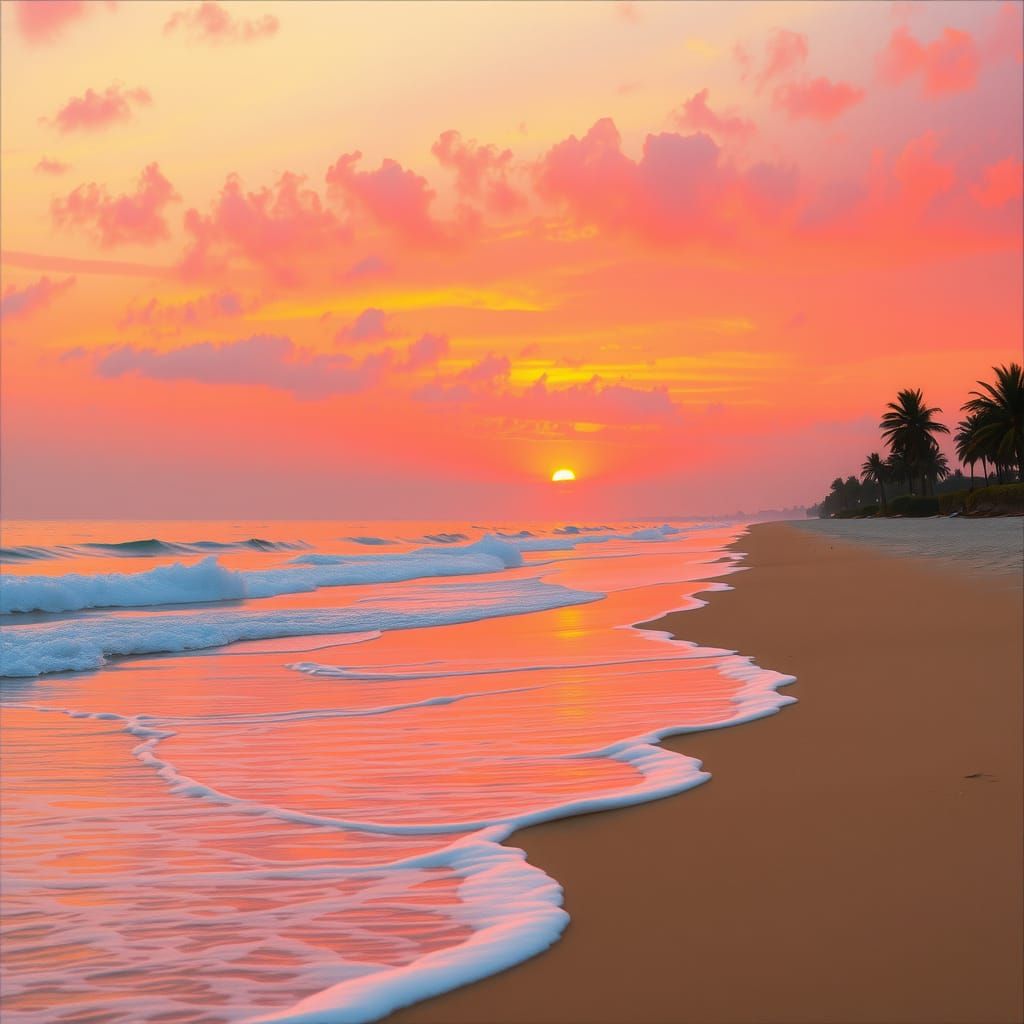 Dreamy Beach Sunset in Ethereal Seascape Style